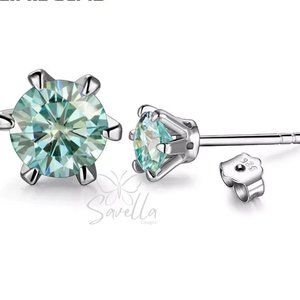 1.0CT Green Certified VVS1 Moissanite Diamond Sterling Silver Stud Earrings